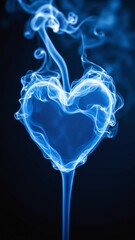 Blue heart made of smoke