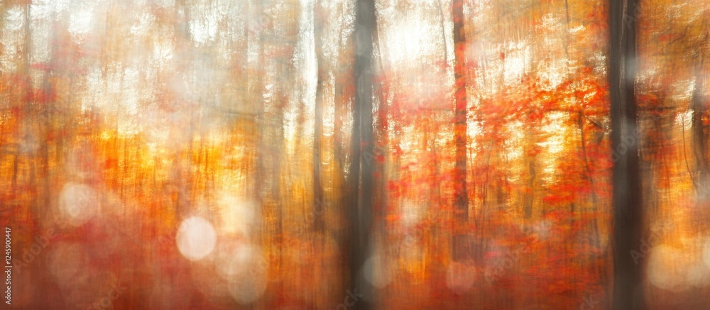 Poster autumn forest abstract background with warm colors and soft bokeh effects capturing the essence of f