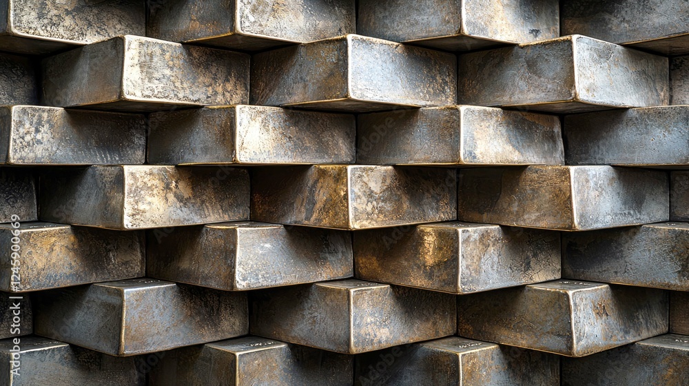 Poster abstract bronze blocks: geometric architecture and urban design. a captivating interplay of light an