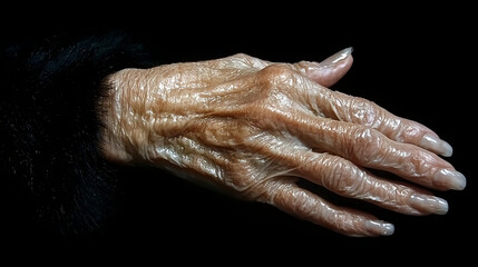 Close-up of an elderly hand showcasing age and grace