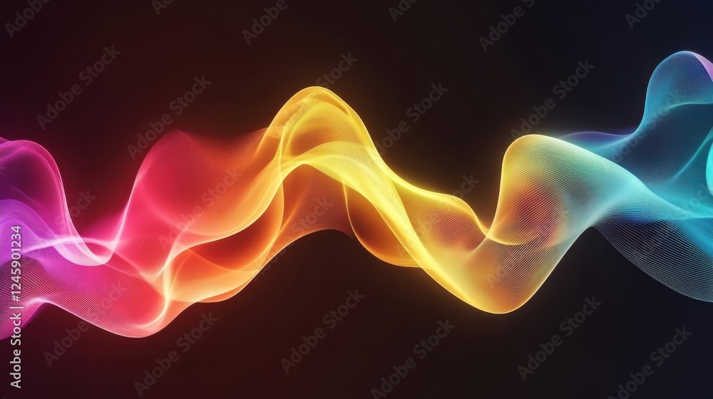 Poster abstract waves of colorful fluid patterns, forming a visually captivating and artistic wallpaper.