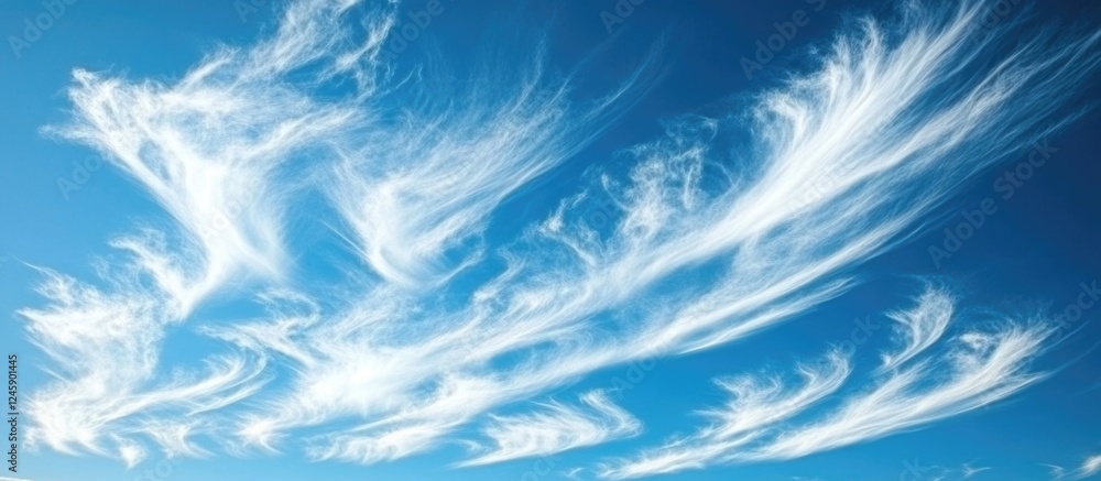 Poster blue sky filled with wispy cirrus clouds creating a serene and tranquil atmosphere perfect for backg