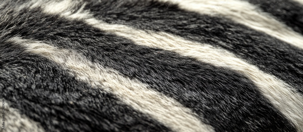 Poster textured close-up of zebra fur highlighting distinctive black and white stripes creating a visually 