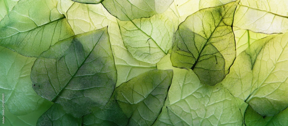 Poster translucent green leaves creating an abstract nature background showcasing delicate textures and vib