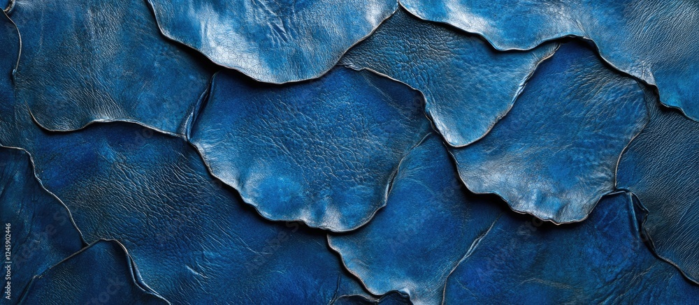 Poster blue textured leather background for design projects featuring uneven layers and rich color variatio