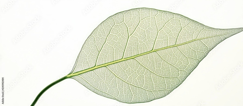 Poster delicate translucent green leaf with intricate vein patterns isolated on a white background for natu
