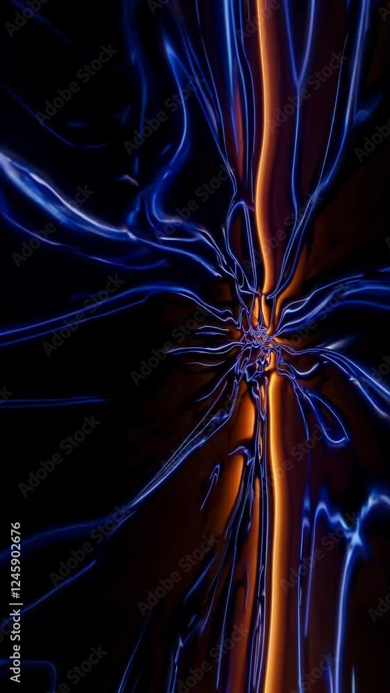 Poster dynamic flowing light trails in vibrant tones, creating a sense of speed and energy.