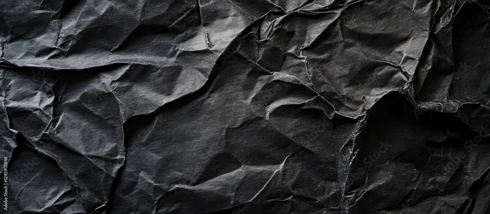 Poster crumpled black cardboard texture background for use in design and artistic applications