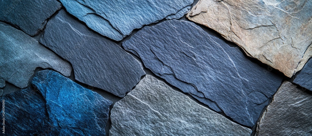 Wall mural dark blue and gray textured slate stone background perfect for design and abstract applications