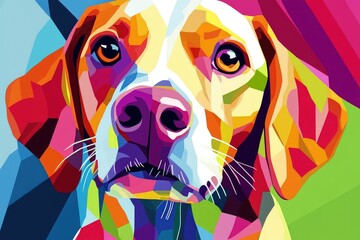 Colorful Dog Portrait, Pop Art Style, Abstract Background, Pet Print