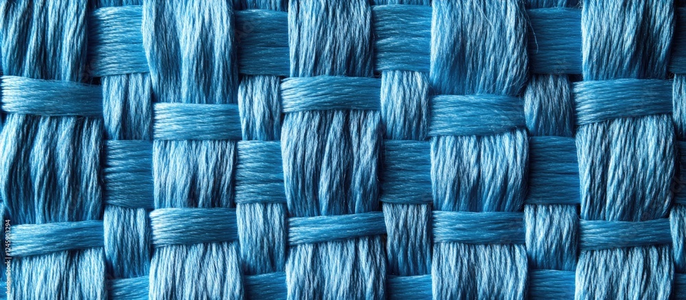 Poster blue woven fabric texture background showcasing intricate patterns and rich hues for design and text