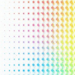 Fototapeta premium Abstract tri-color halftone dots, white backdrop, geometric design , halftone, gradient