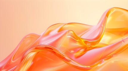 Naklejka premium Abstract holographic Background in light orange Tones. Fluid Shapes of Glass