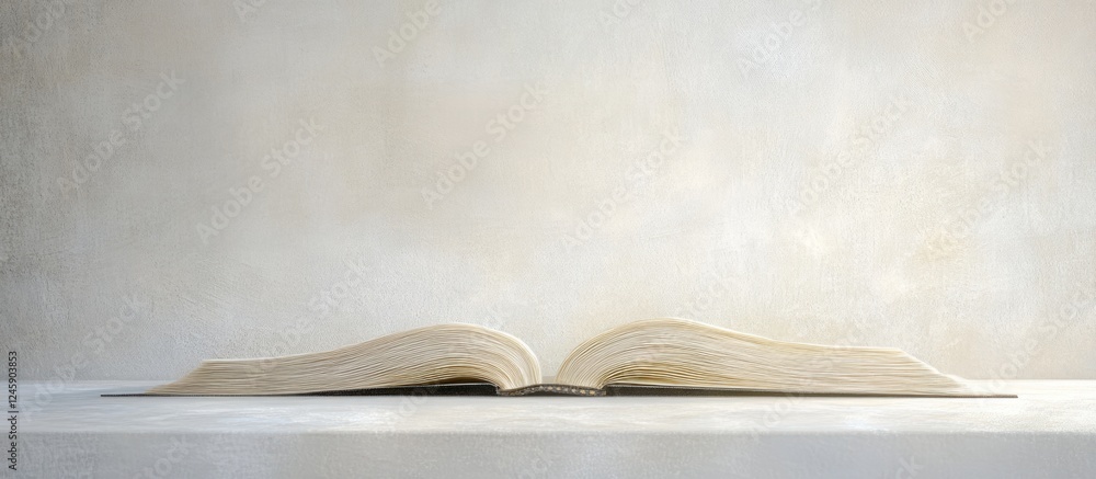 Aufkleber open antique book texture on white table background suitable for text and messages in artwork and de