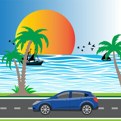 tropical beach with palm trees