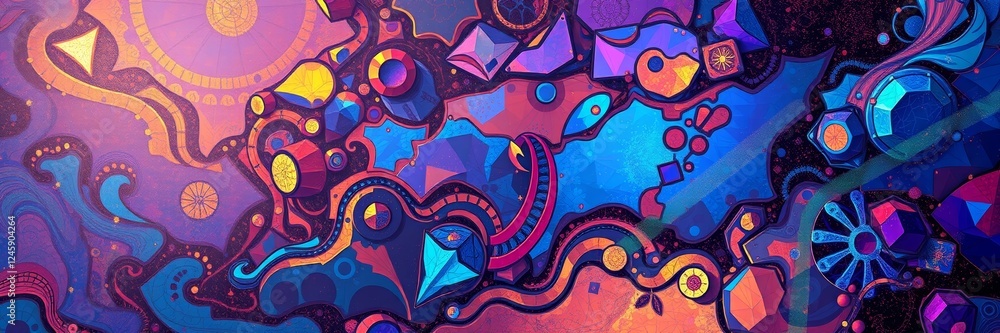 Poster abstract colorful geometric design with vibrant patterns