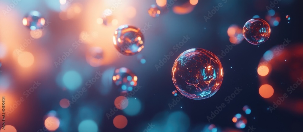 Poster colorful bokeh lights creating a dreamy atmosphere with iridescent bubbles in a vibrant background