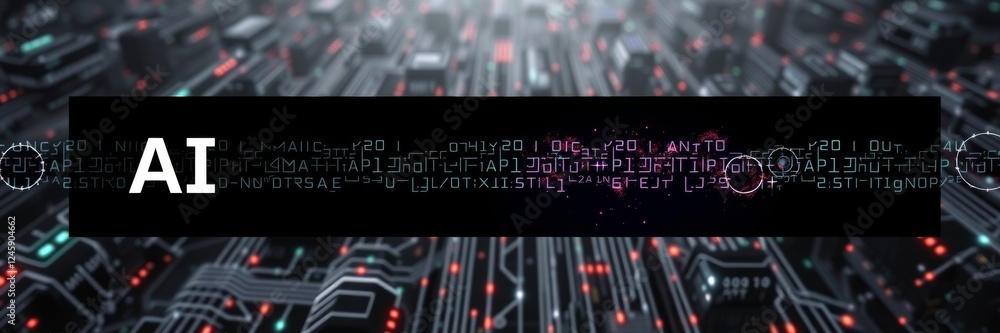 Poster ai network technology background with digital circuits