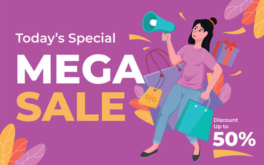 Promotion mega sale banner concept vector
