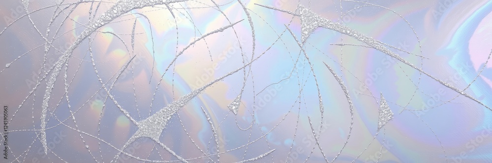 Poster abstract iridescent pattern with silver lines