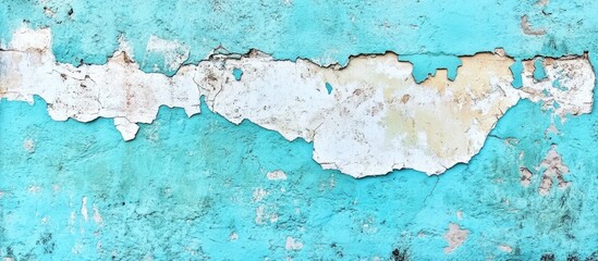 Obraz premium Textured blue cement wall with distressed white paint creating a rustic background ideal for showcasing text or graphic elements.