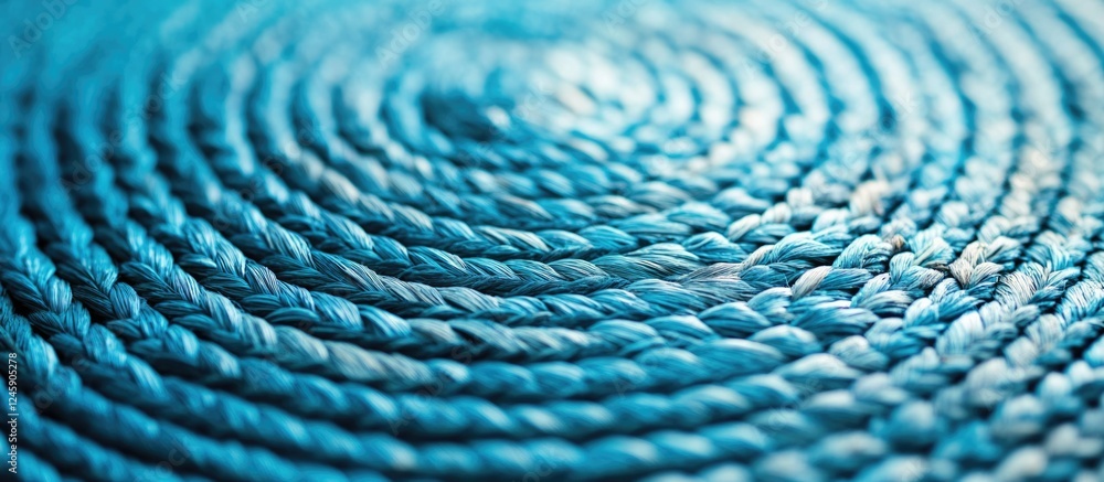 Poster blue circular straw mat texture with an abstract close-up design suitable for backgrounds and creati