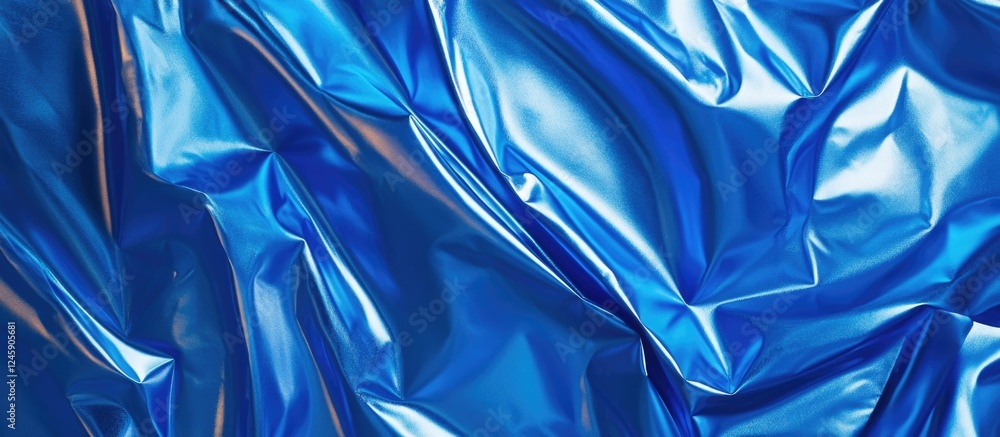 Poster blue plastic foil texture illuminated by backlight creating a vibrant and reflective surface with in