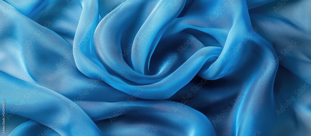 Poster soft aquamarine chiffon fabric texture with delicate waves and transparency ideal for backgrounds an