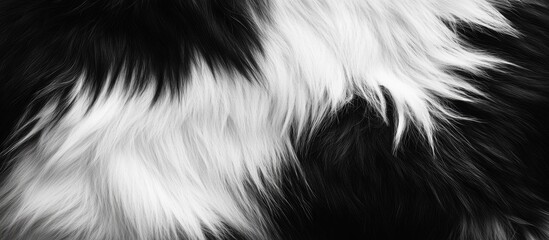 Black and white animal fur texture background with soft and fluffy strands for artistic and design applications