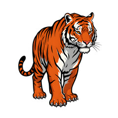 Fototapeta premium Vibrant Orange Tiger Illustration Walking Forward