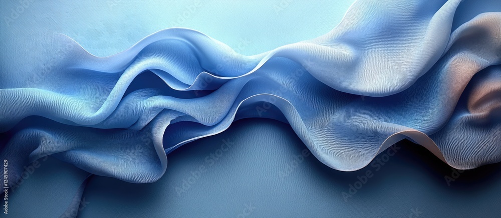Poster elegant blue fabric texture flowing across a surface with ample copyspace for text and branding oppo