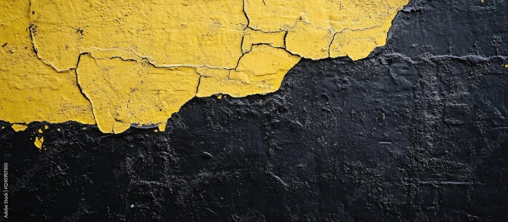 Poster weathered black and yellow wall texture with cracked surface and ample blank space for text or graph