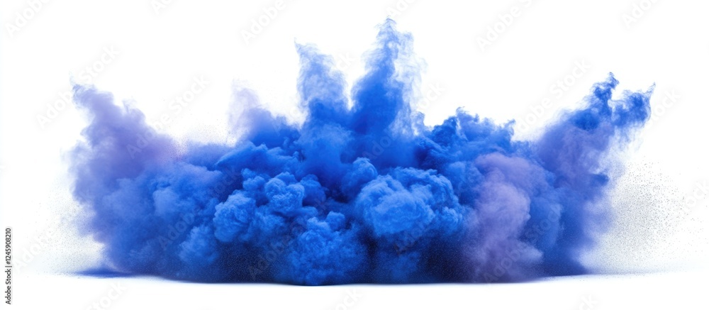 Aufkleber vibrant blue and mauve powder explosion creating dynamic clouds on a white background showcasing ene