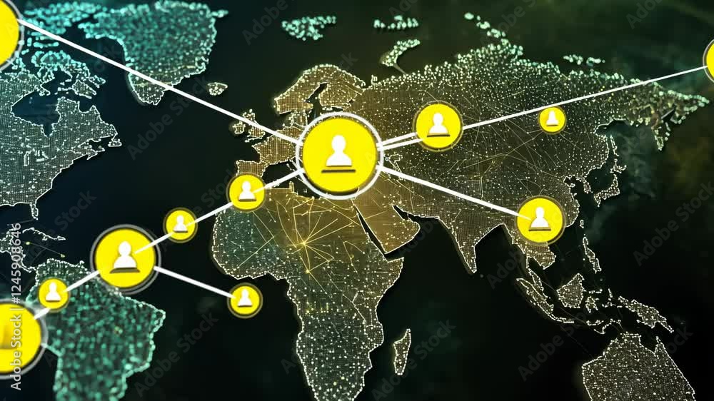 Poster global network connectivity and data exchange across continents