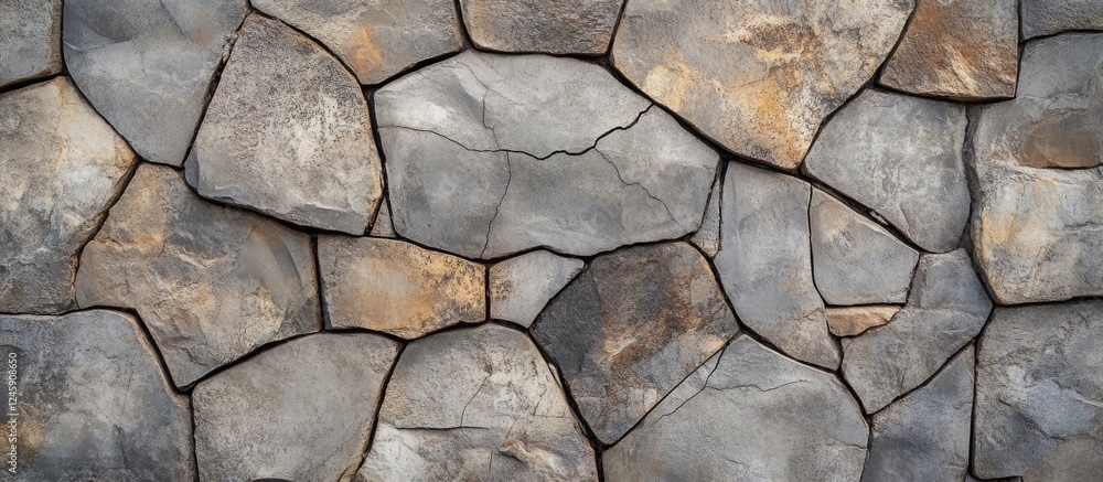Poster textured background featuring unevenly shaped stone panels in varying tones of gray and brown for ar