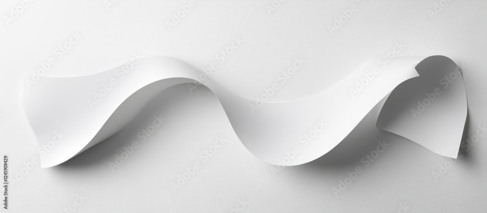 Poster elegant abstract design featuring flowing curled white paper with ample space for customizable text 