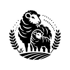 black and white sheep logo design