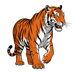 Obraz premium Walking Orange Tiger Illustration