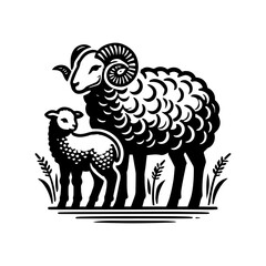 black and white sheep logo design