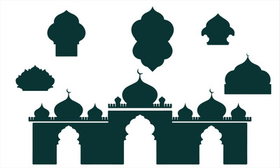 Islamic vector shape of a window or door arch. islamic shape illustration design blank islamic shape template frames. Elegant Islamic frame shape. Vector design Set.