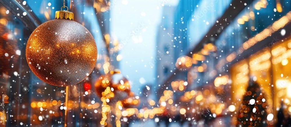 Poster festive bokeh lights with snowfall creating a joyful holiday atmosphere perfect for event decor and 