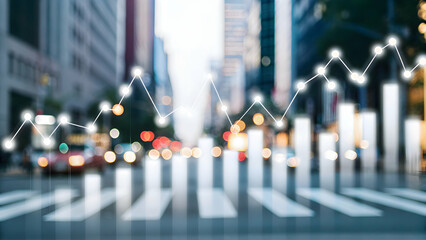 Dynamic Investment Visual: City Lights Reflecting Financial Stock Market Numbers in Photo Stock