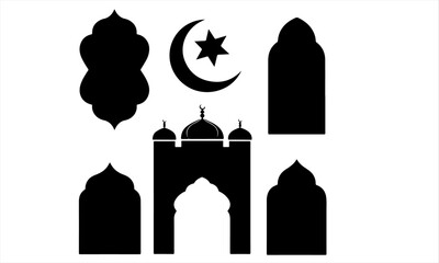 Islamic vector shape of a window or door arch. islamic shape illustration design blank islamic shape template frames. Elegant Islamic frame shape. Vector design Set.