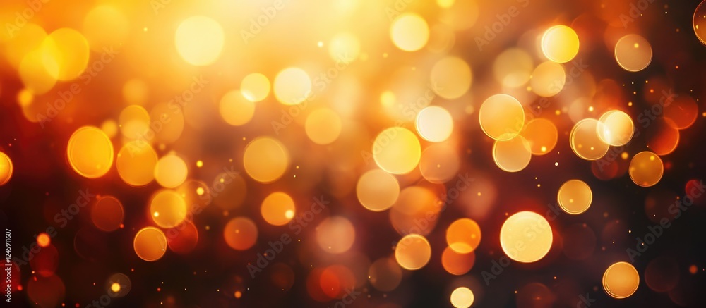 Poster bokeh effect with warm golden and red tones creating a festive and vibrant texture for backgrounds o