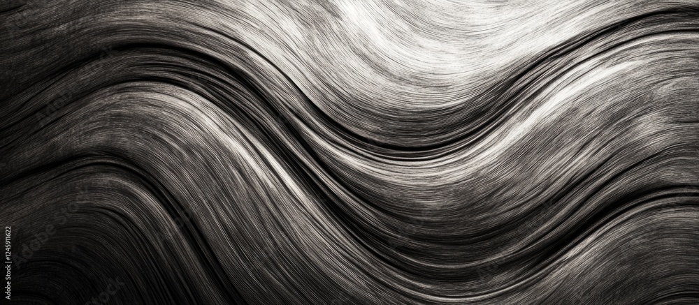 Poster abstract black and white wood texture with smooth flowing lines creating a modern artistic backdrop 