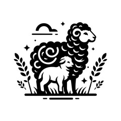 black and white sheep logo design