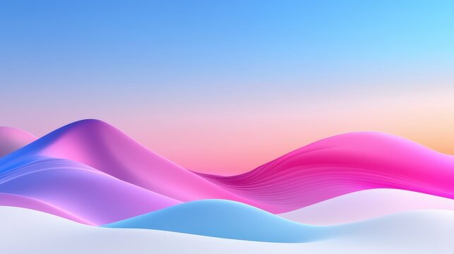 Abstract Pastel Landscape with Smooth Wavy Hills and Vibrant Colors