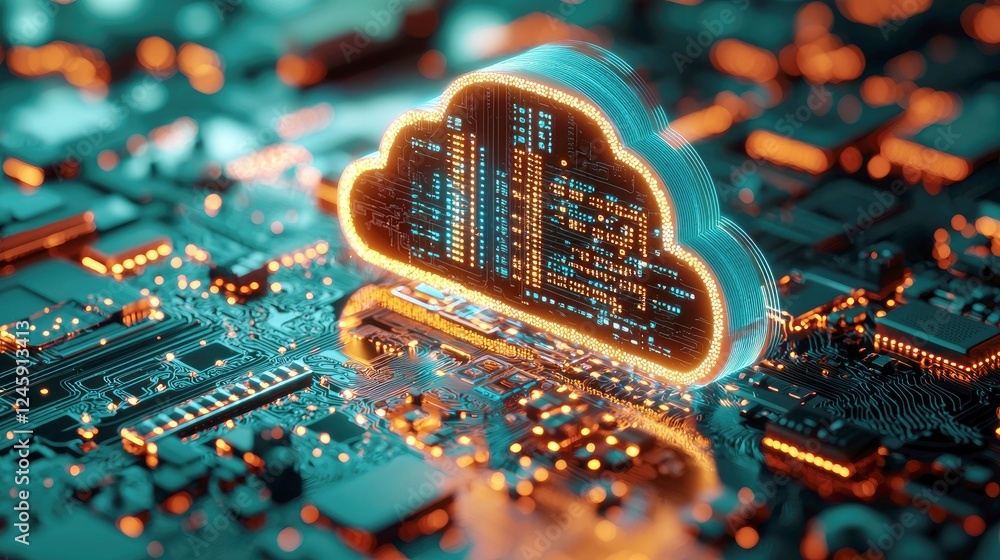 Aufkleber abstract cloud computing: digital network, data storage, and global connectivity. futuristic technol