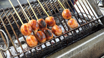 Isaan Sausage Set Grilled on a charcoal grillม Northeastern Thai Sausage Set (Thai called Sai Krok E-san)
