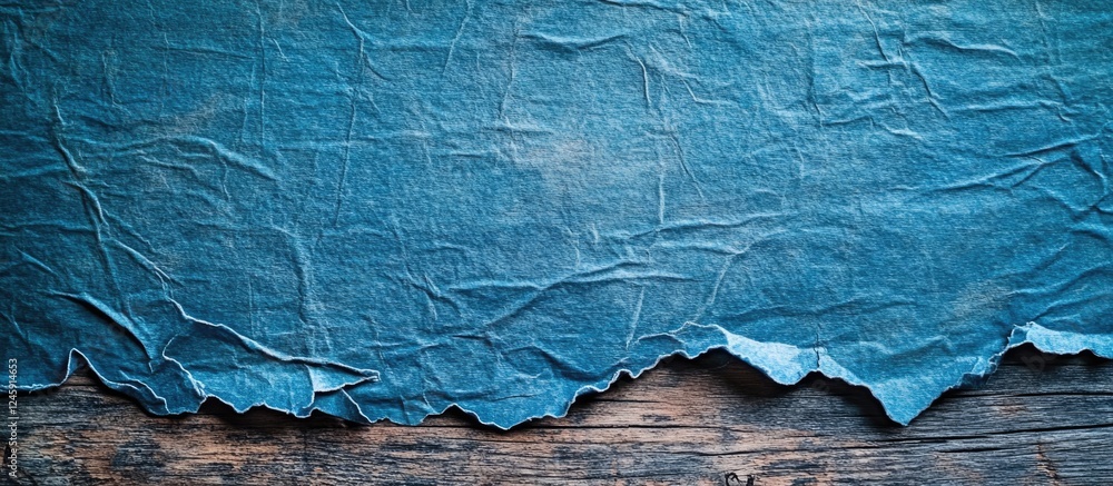 Aufkleber textured blue paper mat with a weathered wooden background creating a rustic and artistic atmosphere